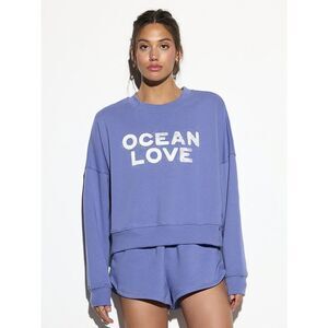 SPIRITUAL GANGSTER Women’s Light Blue Long Sleeve Ocean Love Palisades Crew Swea